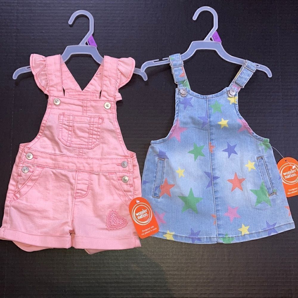 Baby Girl Jumper Dress & Ruffled Shortalls Bottoms 2-Pack Size 12M